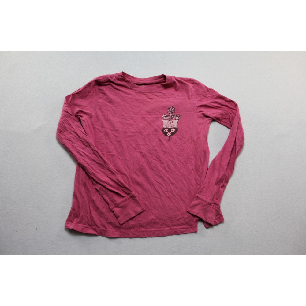 American Eagle T-Shirt Women Medium Pink Excellent Soccer Graphic Long Sleeve